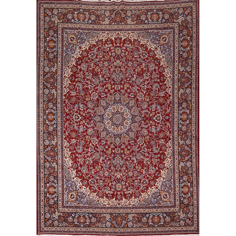 Traditional Red Kashan Turkish Rug Medallion Machine-Made Carpet - 9'8" x 12'6"