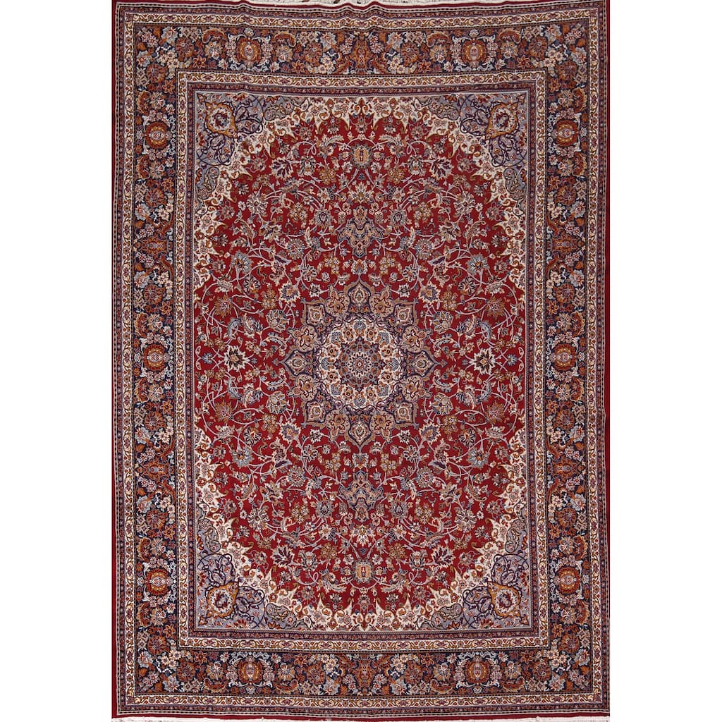 Traditional Red Kashan Turkish Rug Medallion Machine-Made Carpet - 9'8" x 12'6"