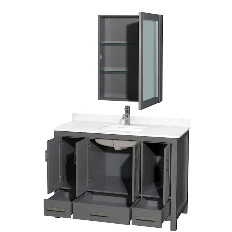 Wyndham Collection WCS141448S-QTZ-UNSMED Sheffield 48" Free Standing