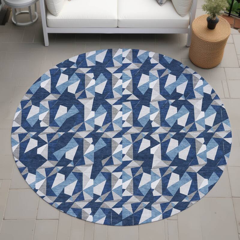 Machine Washable Indoor/ Outdoor Chic Hooper Chantille Rug - Navy - 8' x 8'