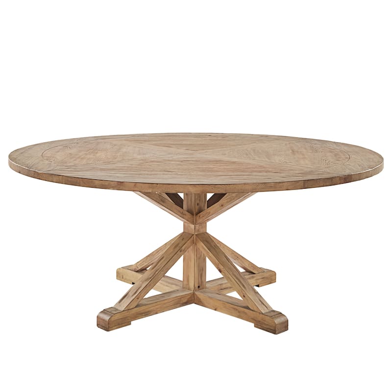 Benchwright Rustic X-base Round Pine Wood Dining Table by iNSPIRE Q Artisan