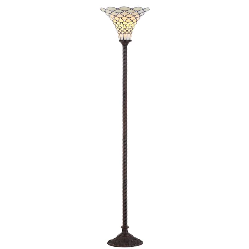 Lee Tiffany-Style 70" Torchiere LED Floor Lamp, Bronze by JONATHAN Y - 70" H x 15" W x 15" D - 70" H x 15" W x 15" D
