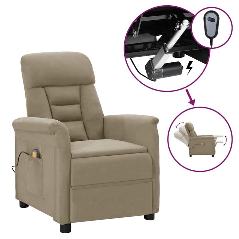 vidaXL Massage Chair Massage Recliner Chair for Elderly Faux Suede Leather - 56.3" x 27.8" x 29.9" - Light gray