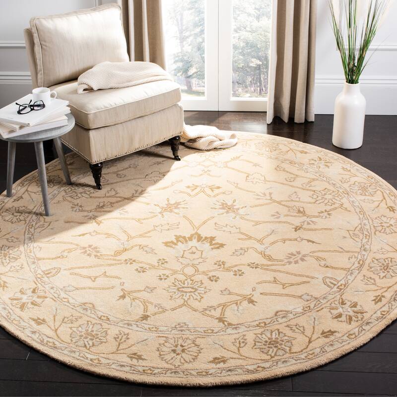 SAFAVIEH Handmade Wyndham Donjeta Modern Wool Rug - 7' Round - Light Gold/Light Gold