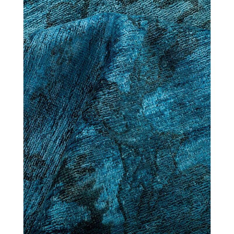 Overton Hand Knotted Wool Vintage Inspired Modern Contemporary Overdyed Blue Area Rug - 12' 0" x 17' 9"