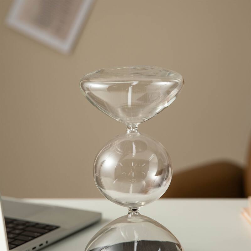 Glitzhome 10.25"H Tri-Layer Hourglass with Black Sand 60-Minute Sand Timers