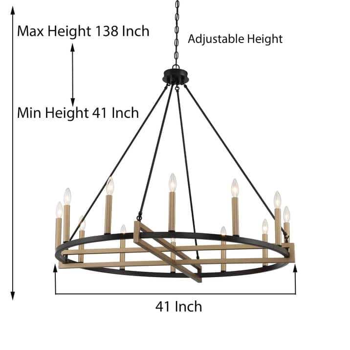 Acroma 12 Light 41In Modern Farmhouse Wagon Wheel Chandelier-UL Certified