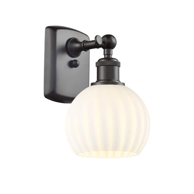 Innovations Lighting 516-1W-9-6 White Venetian Sconce White Venetian - Oil Rubbed Bronze / White Venetian
