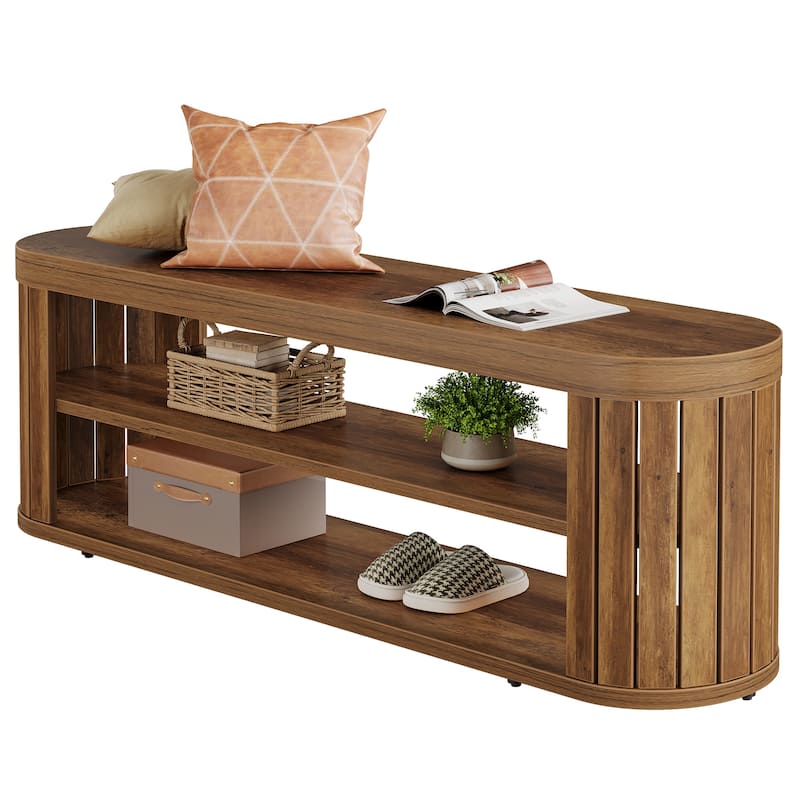 Wood Entryway Bench with Shoe Storage, Dining Bench, Bedroom Hallway Living/Dining Room End of Bed Stool