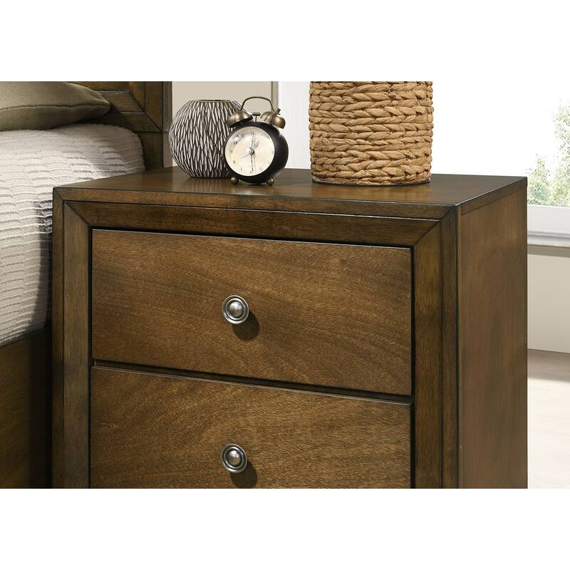 Wooden Nightstand with 2 Drawers, Multi-functiona Bedroom Coffee Table, Sofa Side Table with Bronze Metal Knob