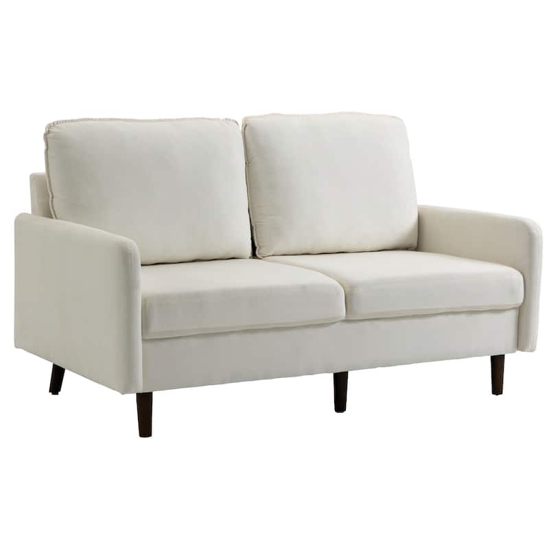 Velvet Loveseat Sofa With Wood Legs