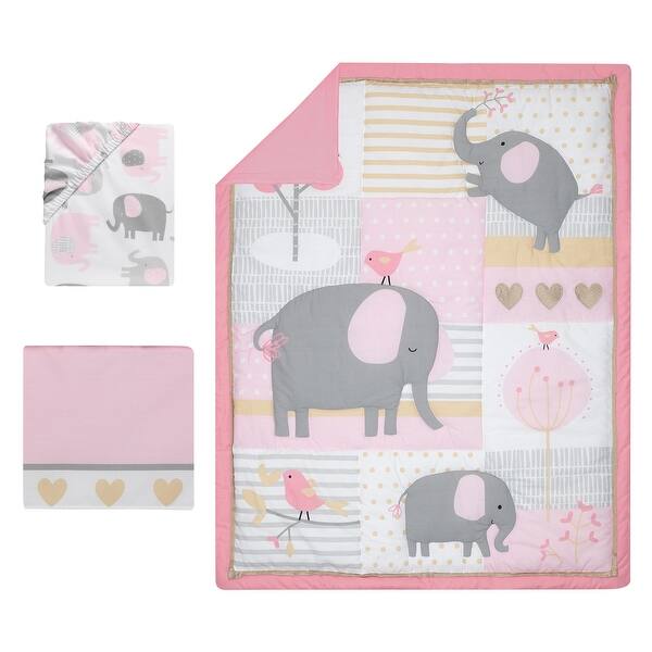 Shop Bedtime Originals Eloise Pink Gray Gold White Elephant 3