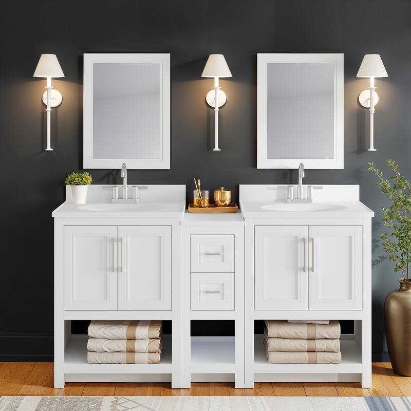 Blakely Double Vanity with Mirror and 12-inch Cabinet
