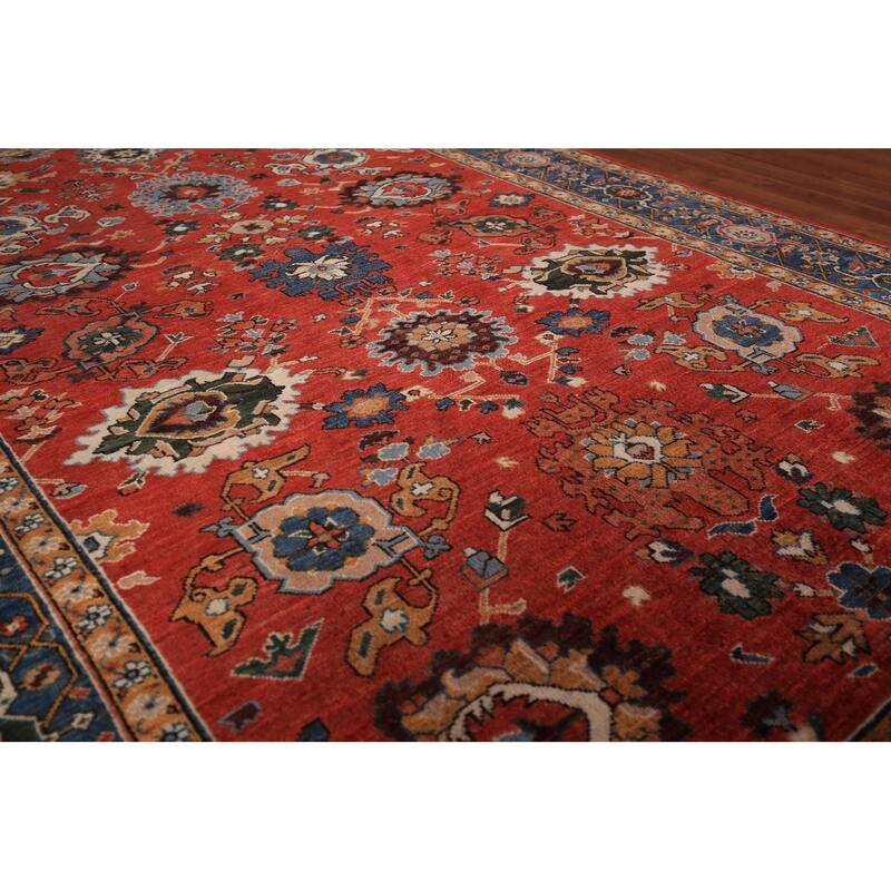 Vegetable Dye Heriz Area Rug Hand-Knotted Traditional Wool Carpet - 5'11" x 9'0"