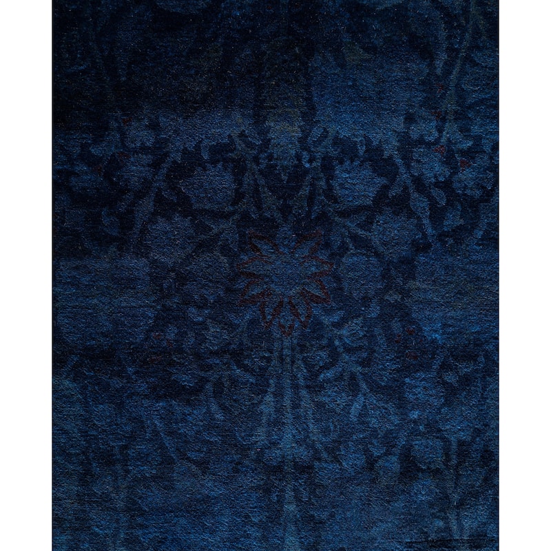Overdyed One-of-a-Kind Hand-Knotted Runner Rug - Navy - 2' 6" x 12' 3"