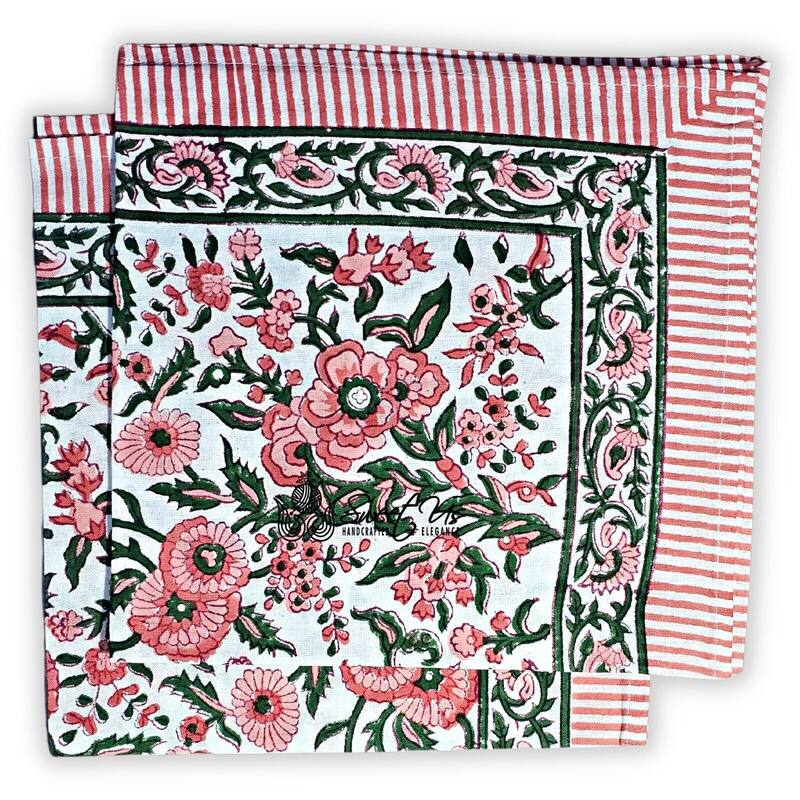 Cotton Floral Block Print Tablecloth Collection