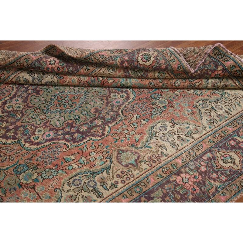 Tabriz Persian Vintage Area Rug Handmade Wool Carpet - 6'7" x 9'6"