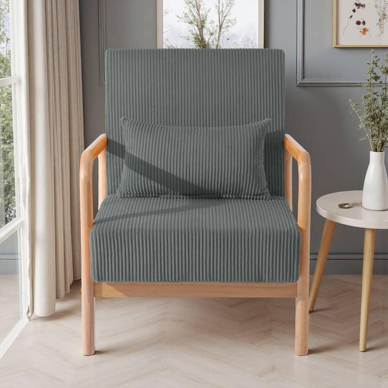Uixe Modern Solid Wood Upholstered Corduroy Accent Chair - Single