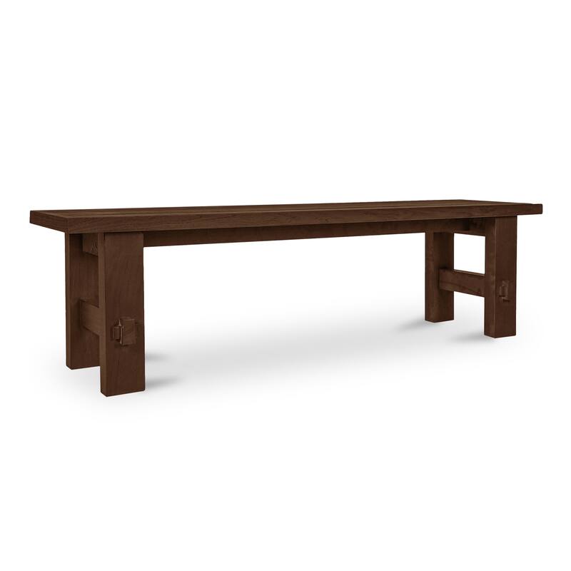 NADAAL STUDIOS Zirelle Outdoor Bench, Traditional Slatted Top, FSC Certified Solid Teak, Seats 3-4, Brown