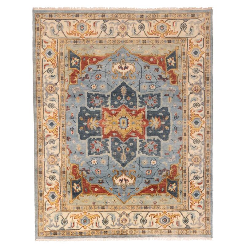 ECARPETGALLERY Hand-knotted Jules Serapi Sky Blue Wool Rug - 7'10 x 10'0
