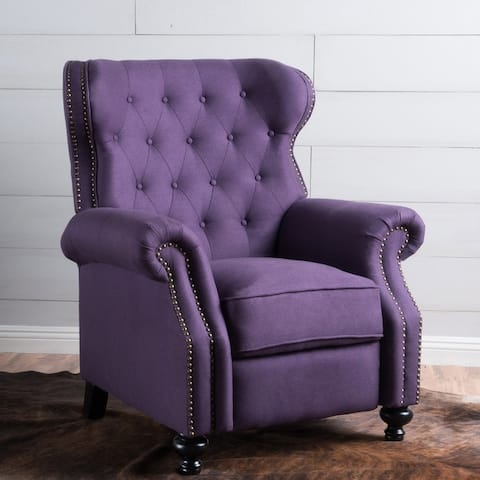 Walder Tufted Nailhead Fabric Recliner by Christopher Knight Home