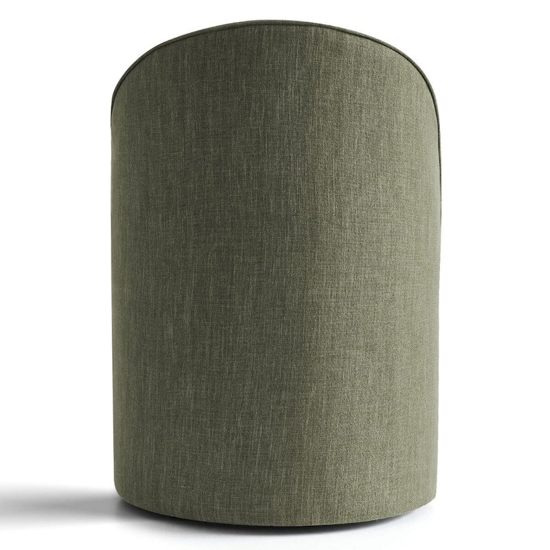 Olive Green Linen Rolling Upholstered Dining Chair with Wheels