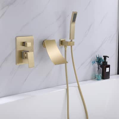 Wall Mount Tub Faucet With Hand Shower Watterfall Tub Filler Modern Bahroom Bathtub Faucet With Sprayer And Valve