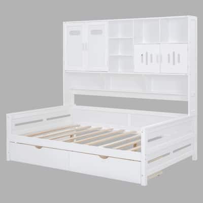 Solid Pine Wood Daybed with Storage, 2 Drawers & Shelf, Full Size with Easy Assembly