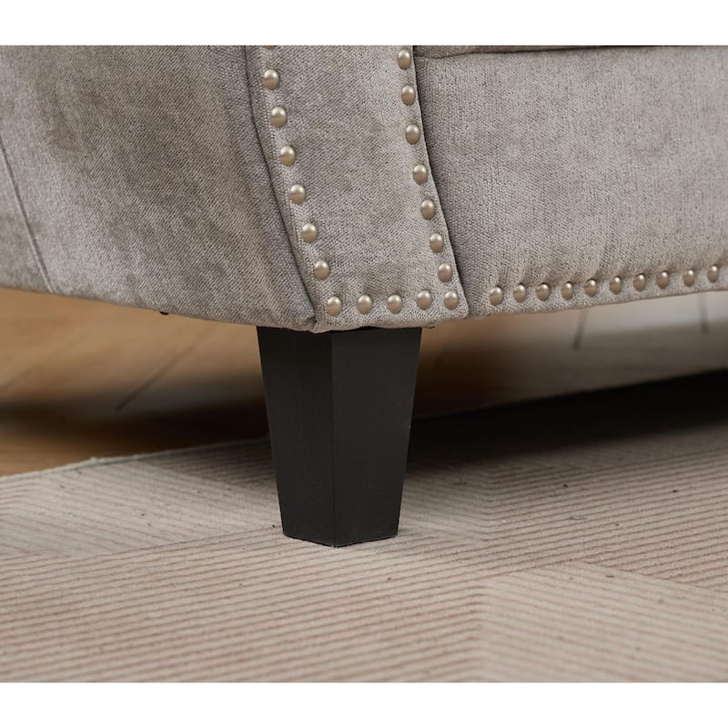 109.5" Chenille 6-Seater L-Shaped Sectional Sofa with Rivets Decorated Rolled Armrests,Cushions, and Wood Frame