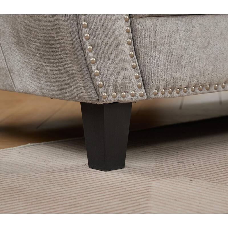 109.5" Chenille 6-Seater L-Shaped Sofa with Rolled Armrests