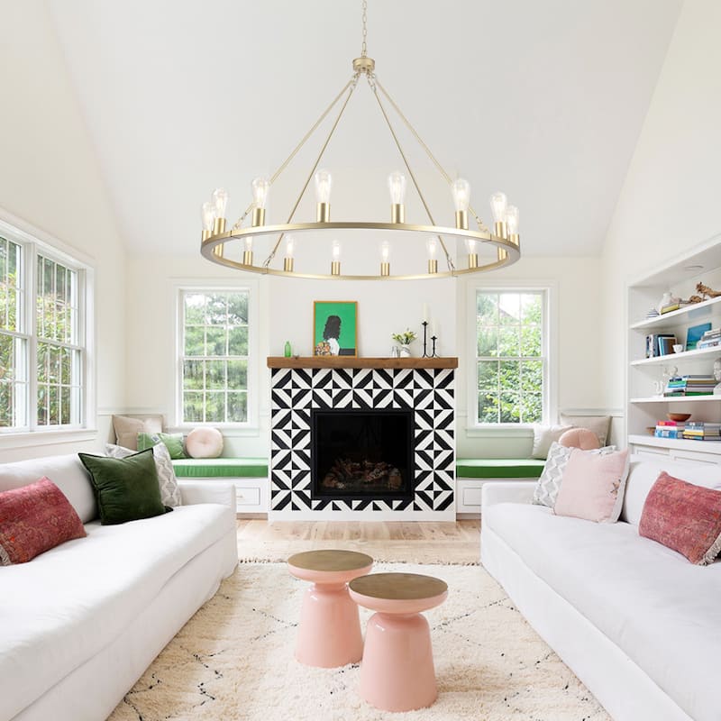 16-Light Farmhouse Chandelier , 47.24 In Wagon Wheel Chandelier for Dining Room Living Room Bedroom Kitchen