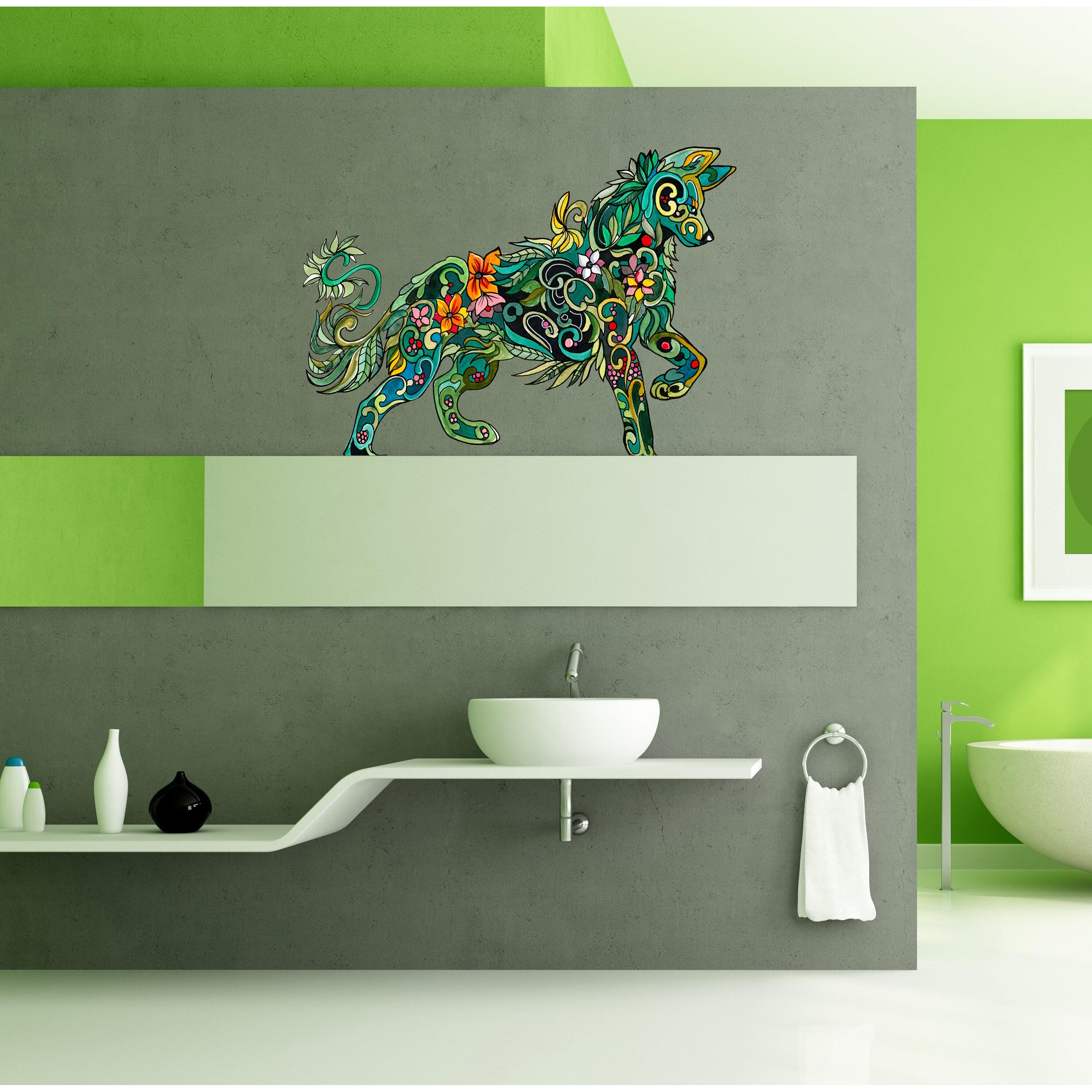 Floral Fox Decal Sticker - Adorable Floral Fox Design  -image