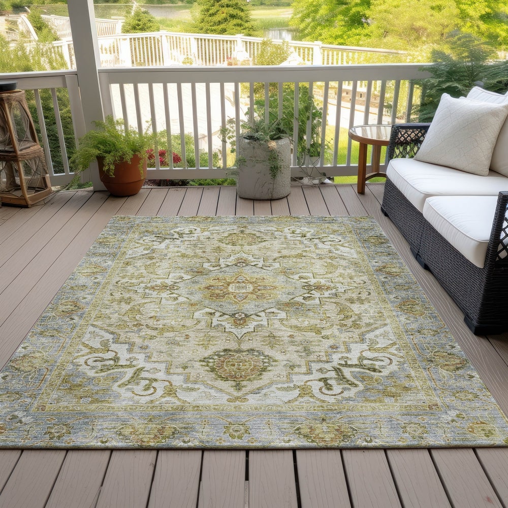 Machine Washable Indoor/Outdoor Traditional Vintage Chantille Rug