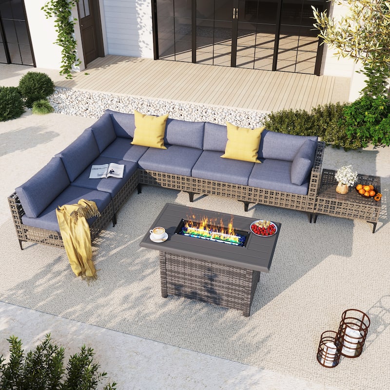 6 - Person Outdoor Sectional Seating Group with Fire Pit