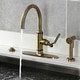 preview thumbnail 37 of 45, Kingston Brass Whitaker Single-Handle Deck Mount Kitchen Faucet with Brass Sprayer