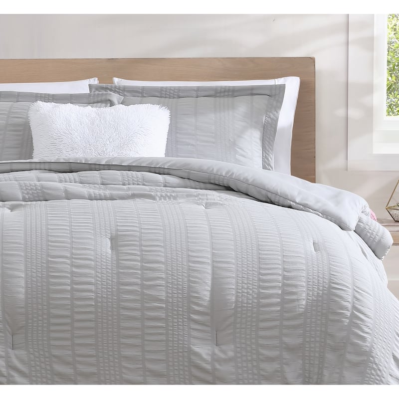 CEDAR COURT Morgan Textured Seersucker Stripe Soft Polyester Seersucker Comforter Set