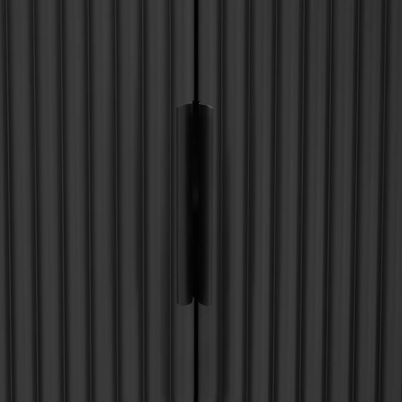 Modern Storage Cabinet with Adjustable Shelves, Metal Handles and Vertical Striped Doors