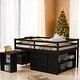 preview thumbnail 34 of 46, Full Size Loft Bed with Retractable Writing Desk and 3 Drawers, Wooden Loft Bed with Storage Stairs and Shelves