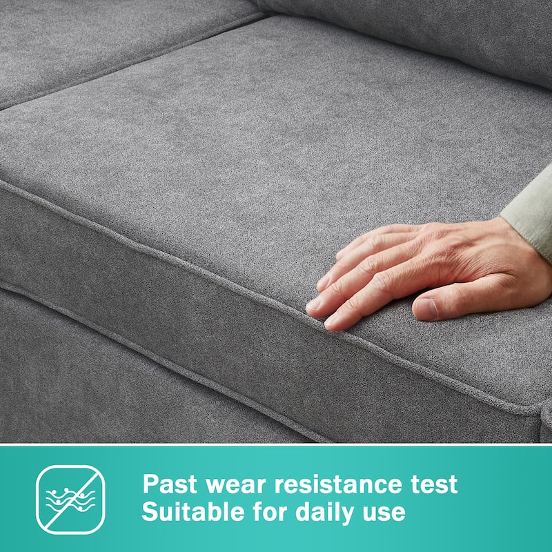 [VIDEO provided] [New] 91*91" Modern Upholstered Living Room Sectional Sofa, L Shape Furniture Couch with 3 Pillows - N/A