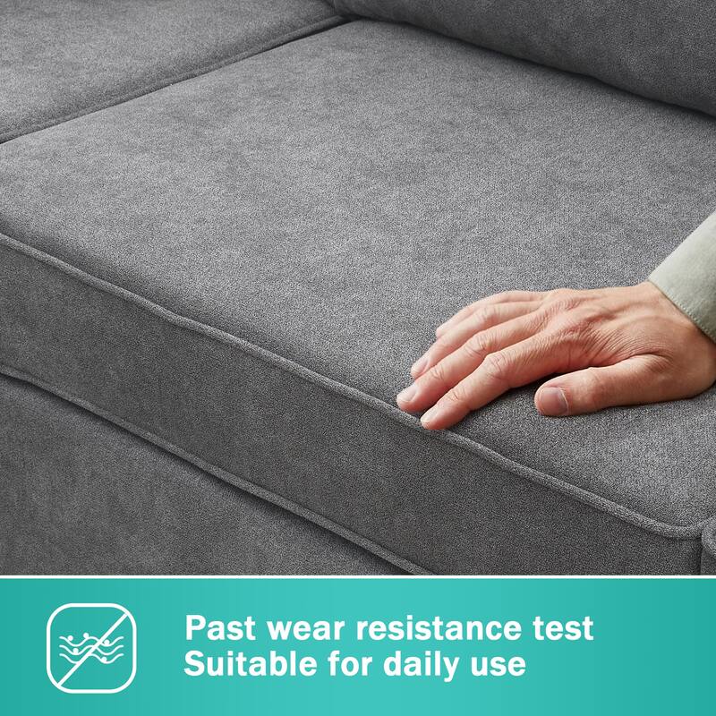 91*91" Modern Upholstered Living Room Sectional Sofa, L Shape Furniture Couch with 3 Pillows