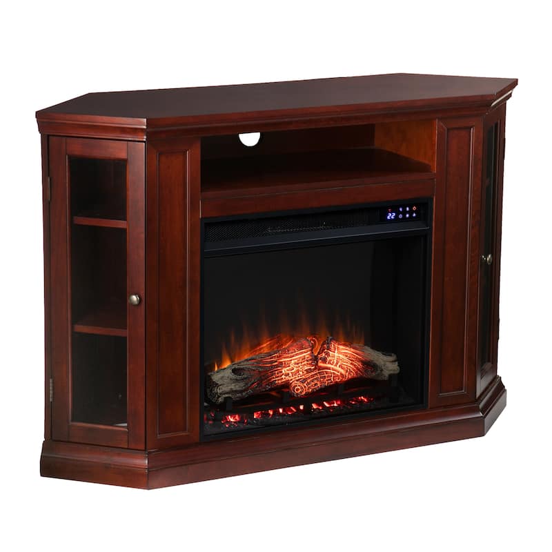SEI Furniture Tyhee Cherry Convertible Corner Media TV Stand Fireplace for TV's up to 50"