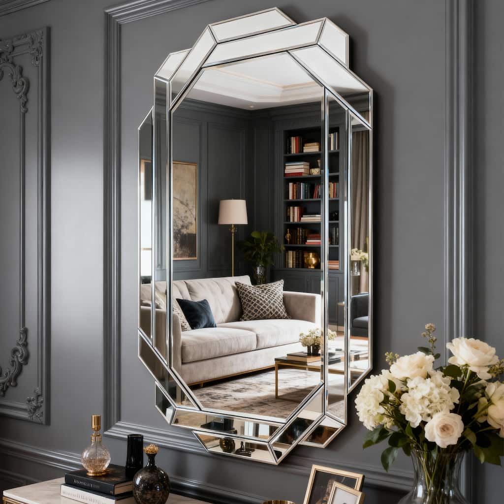 GDFStudio - Large Frameless Beveled Rectangular Wall Mirror - 35.8 x 23.8 Inch