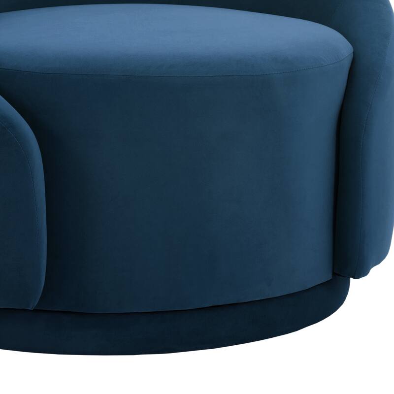 35" W Modern Upholstered Velvet/ Boucle Barrel Swivel Chair