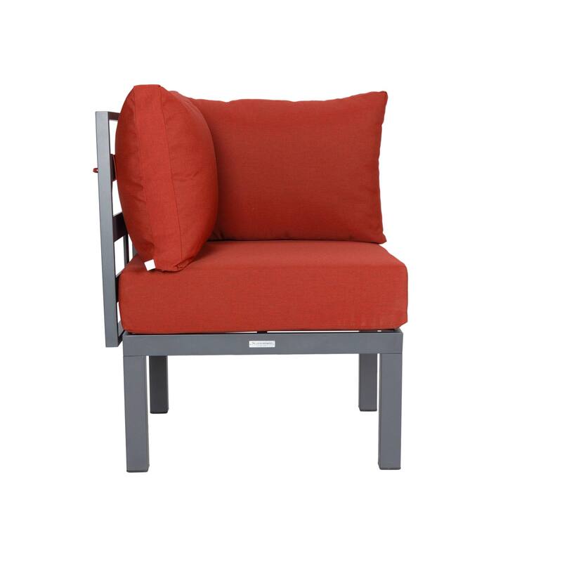 Outdoor 7-Piece Patio Sectional Set Aluminum Frame W/ Fire Pit Table