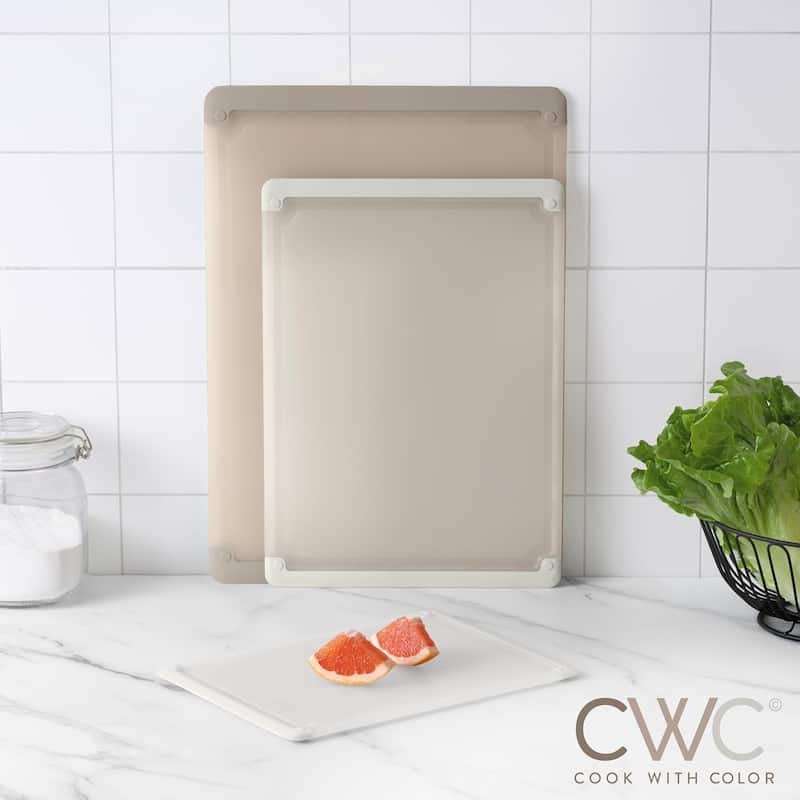 COOK WITH COLOR Extra Large Cutting Board Set, Jumbo-Sized Boards with Rubber Border, 3-Piece