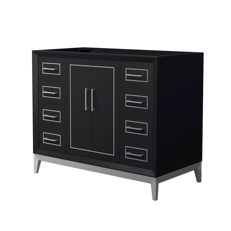 Wyndham Collection WCH515142S-CXSXX-MXX Marlena 42" Single Free - Black / Brushed Nickel Hardware