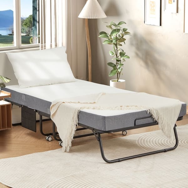 folding bed cot size memory foam mattress Tangkula Foldable Bed Foldable Guest Bed With Memory Foam Mattress