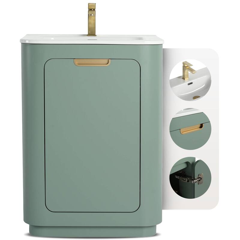 Fine Fixtures Shireplace Bathroom Vanity with Sink - 24 Inch - Mint Green