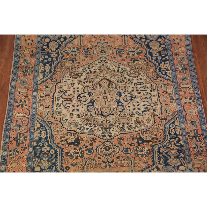 Orange Bakhtiari Persian Area Rug Hand-Knotted Wool Carpet - 6'8"x 9'9"