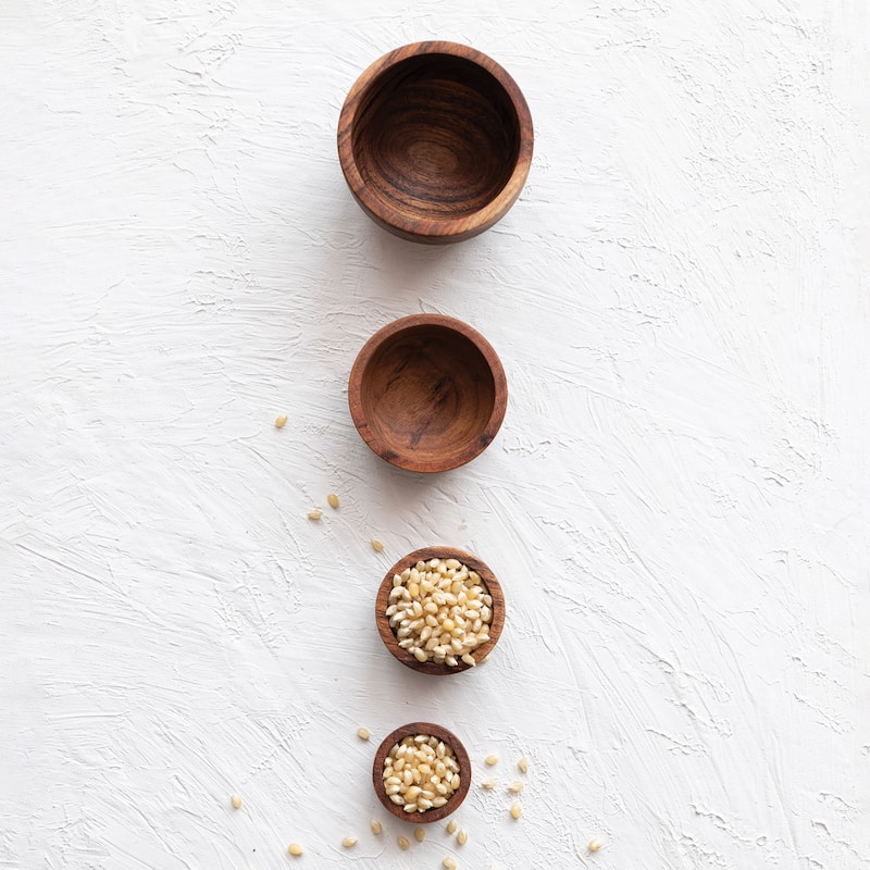 Acacia Wood Nesting Bowls - 4.0"L x 4.0"W x 2.5"H